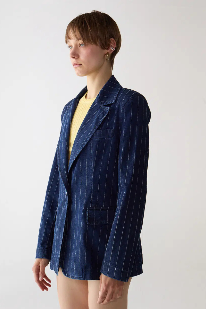 Pin Stripe Denim Blazer-Shaft-Boyds Philadelphia