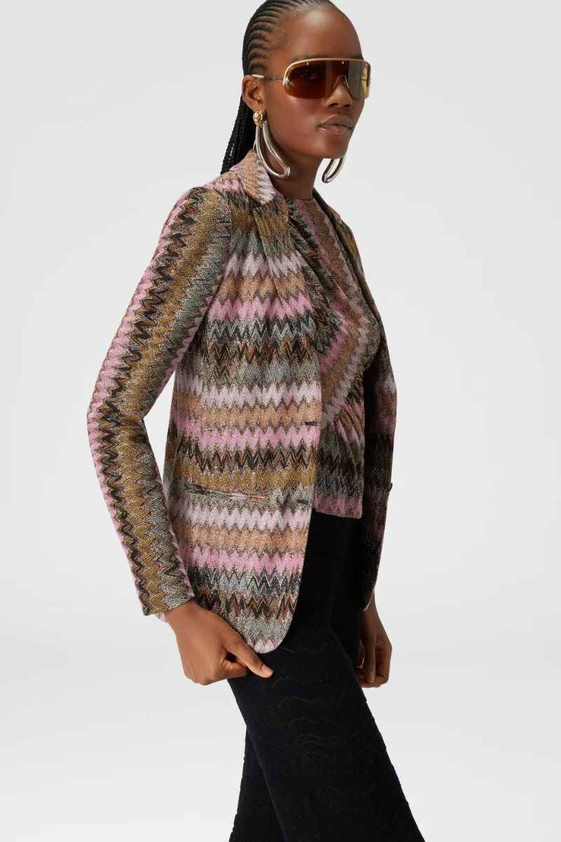 Lamé Chevron Knit Blazer-Missoni-Boyds Philadelphia