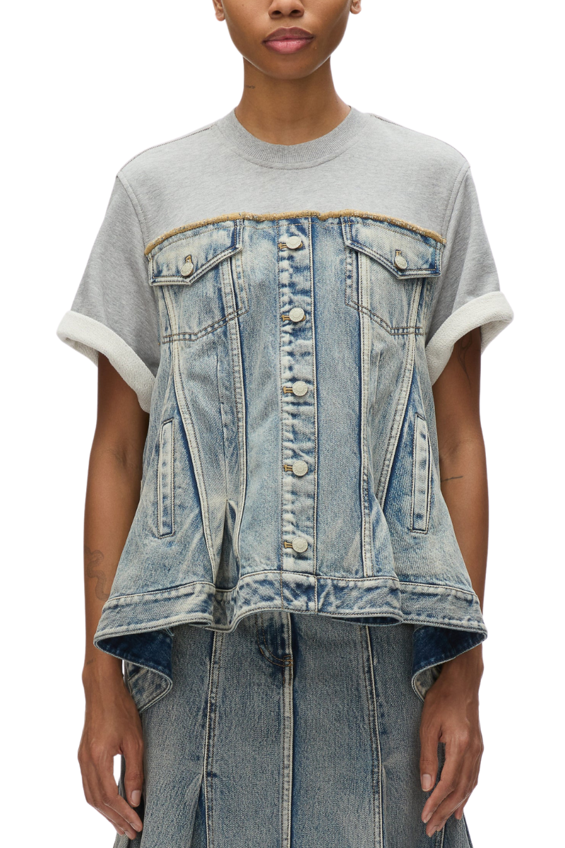 Flounce Hem Hybrid Denim Top-3.1 Phillip Lim-Boyds Philadelphia