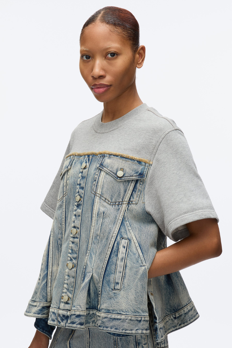 Flounce Hem Hybrid Denim Top-3.1 Phillip Lim-Boyds Philadelphia