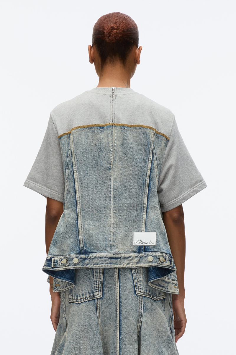 Flounce Hem Hybrid Denim Top-3.1 Phillip Lim-Boyds Philadelphia