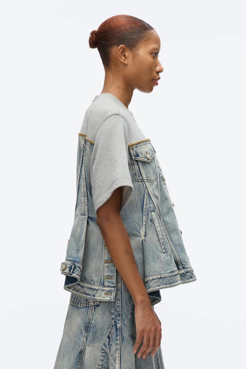 Flounce Hem Hybrid Denim Top-3.1 Phillip Lim-Boyds Philadelphia