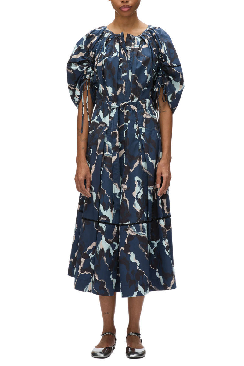 Abstract Vines Gathered Sleeve Dress-3.1 Phillip Lim-Boyds Philadelphia