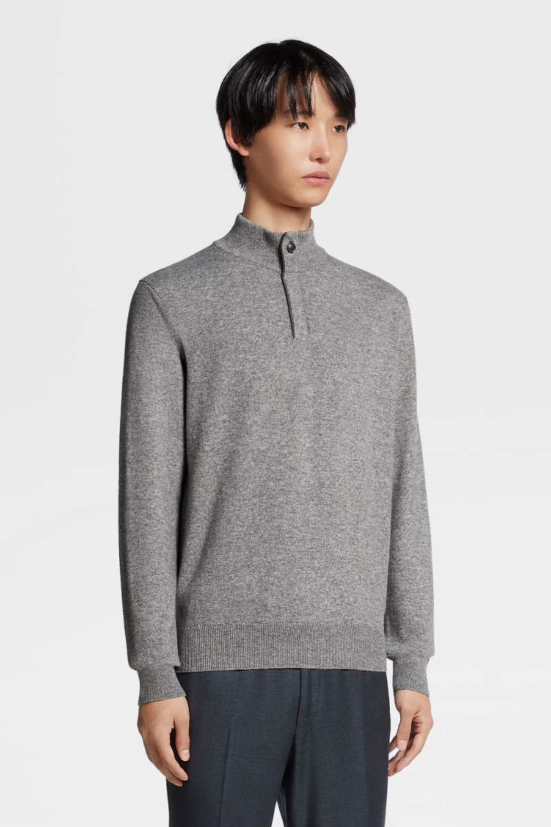 Oasi Cashmere Zip Mock Sweater-Zegna-Boyds Philadelphia