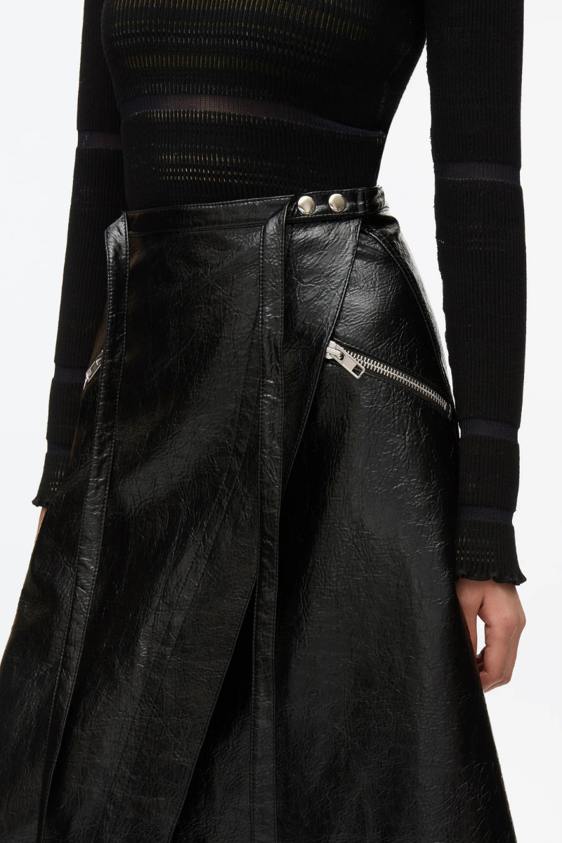 Faux Leather Moto Wrap Skirt-3.1 Phillip Lim-Boyds Philadelphia