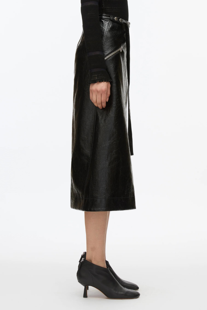 Faux Leather Moto Wrap Skirt-3.1 Phillip Lim-Boyds Philadelphia