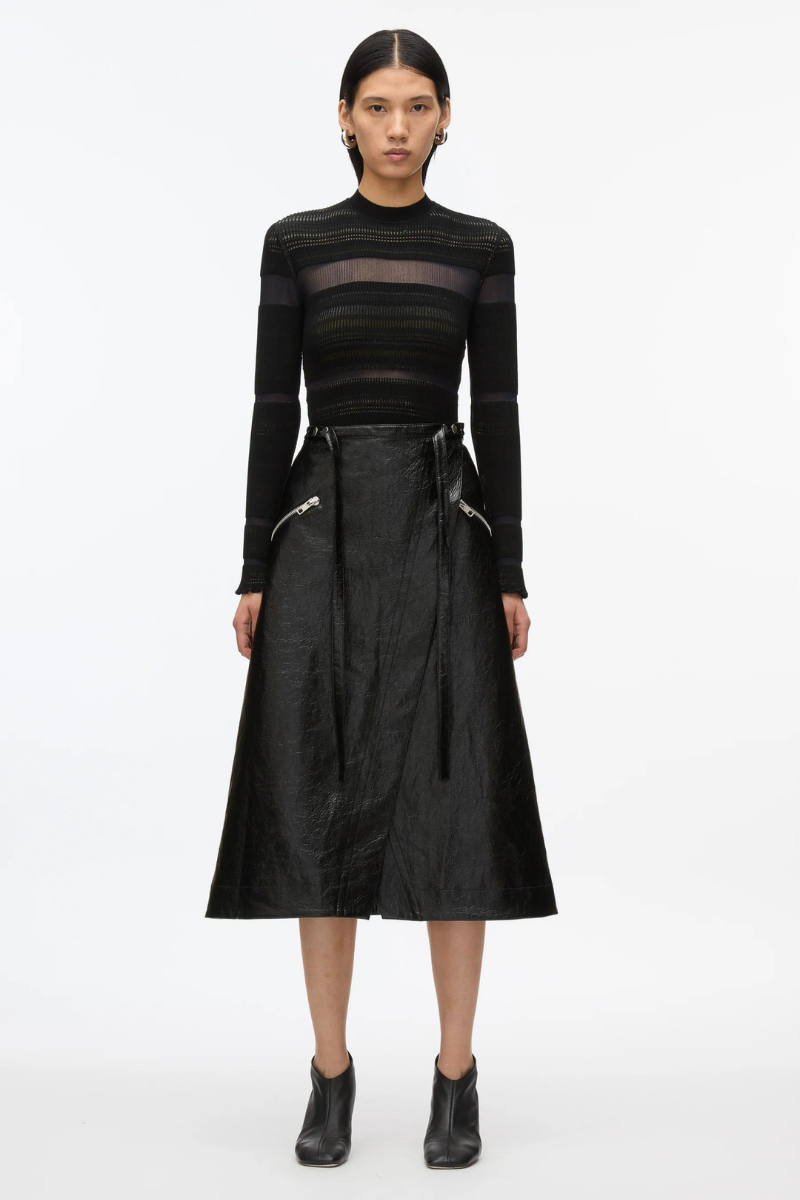 Faux Leather Moto Wrap Skirt-3.1 Phillip Lim-Boyds Philadelphia