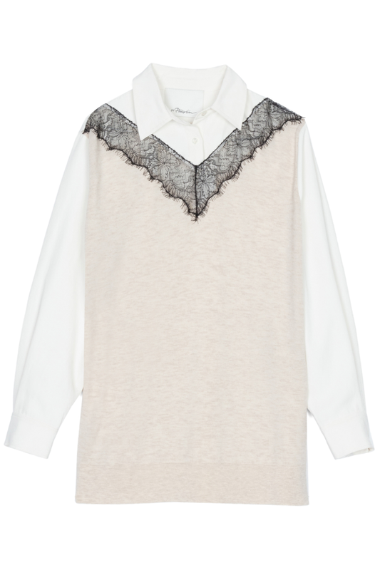 Lace Inlay Knit Combo Shirt-3.1 Phillip Lim-Boyds Philadelphia