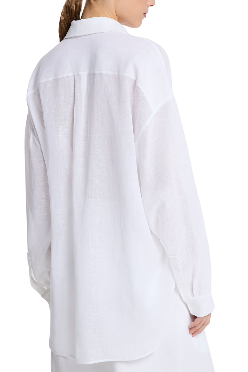 Linen Crepe Gauze Boyfriend Shirt-Michael Kors Collection-Boyds Philadelphia