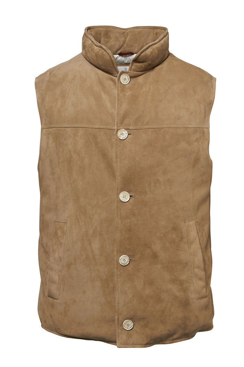 Suede Down Vest-Brunello Cucinelli-Boyds Philadelphia