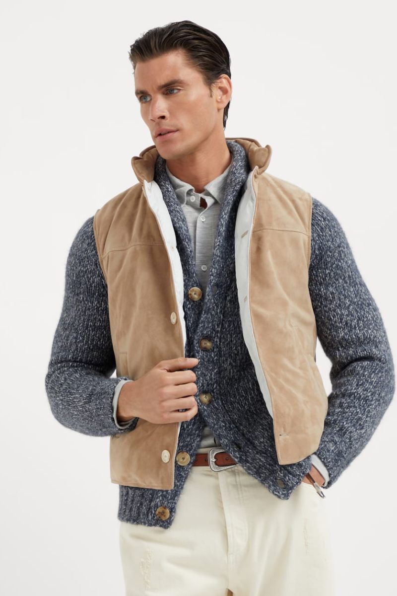 Suede Down Vest-Brunello Cucinelli-Boyds Philadelphia