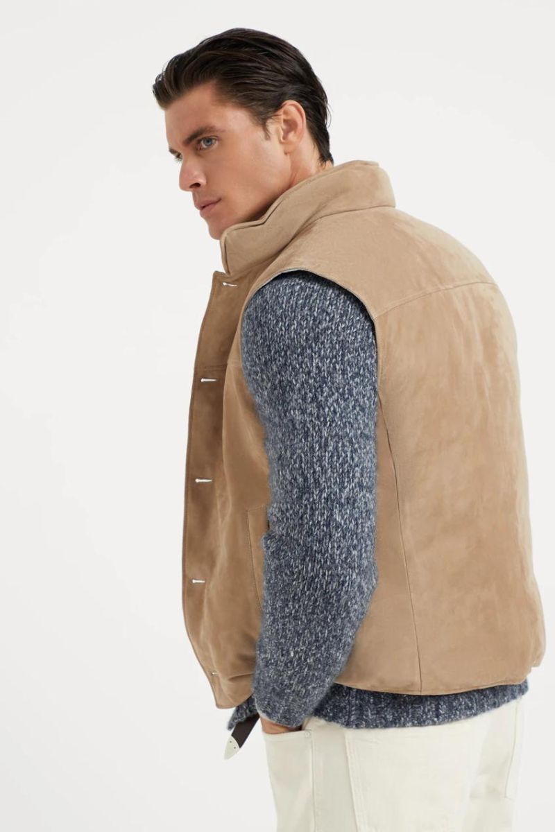 Suede Down Vest-Brunello Cucinelli-Boyds Philadelphia