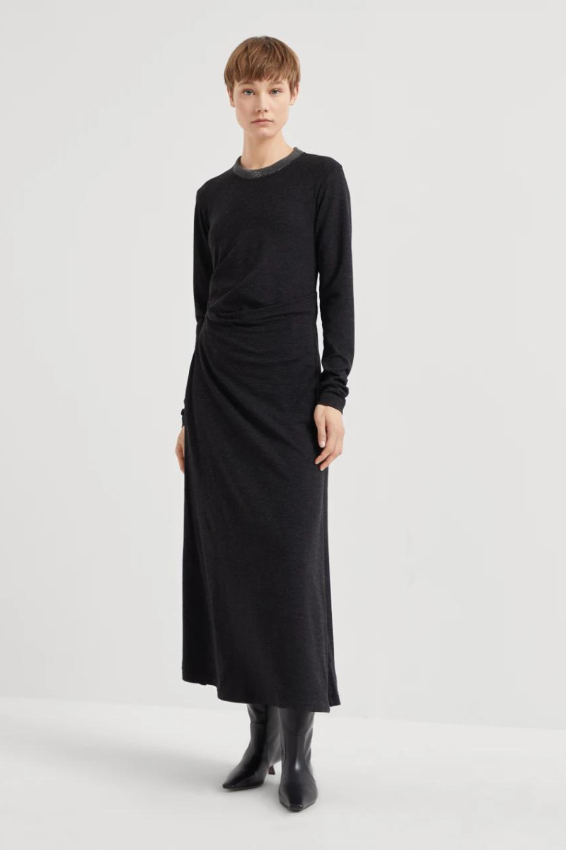 Jersey Draped Dress-Brunello Cucinelli-Boyds Philadelphia