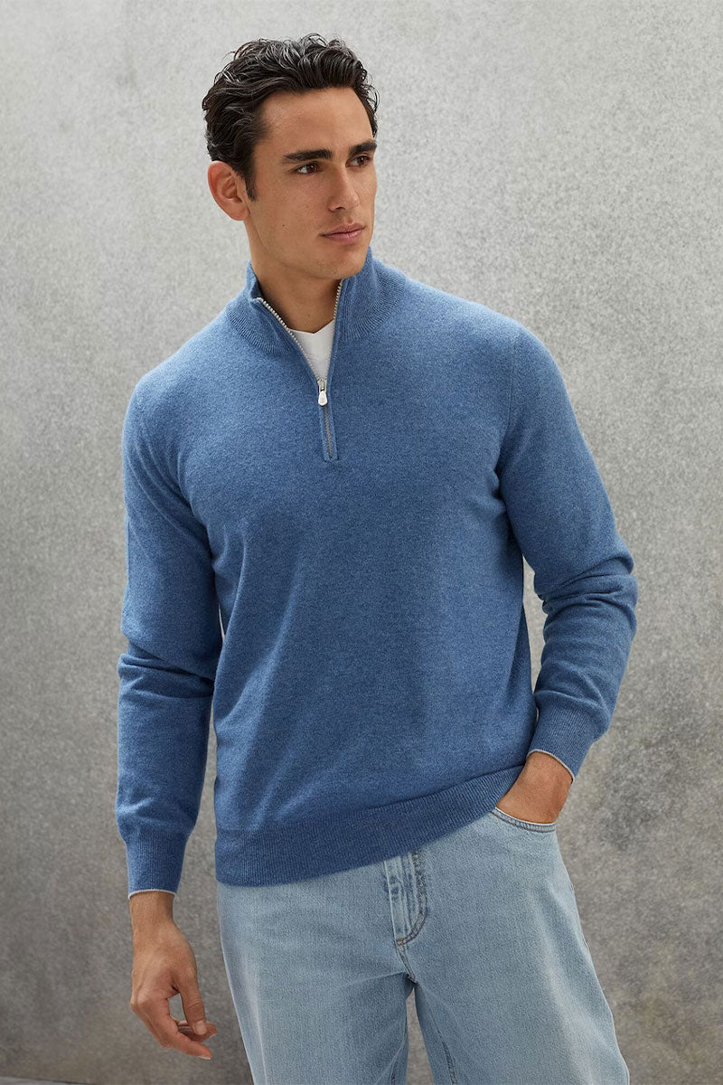 Cashmere Half-Zip Turtleneck Sweater by Brunello Cucinelli