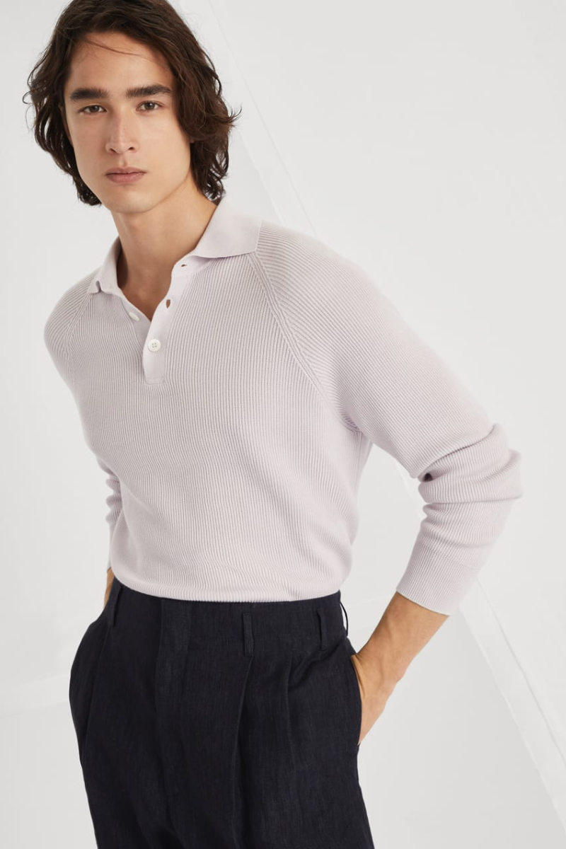 English Rib Knit Polo-Brunello Cucinelli-Boyds Philadelphia