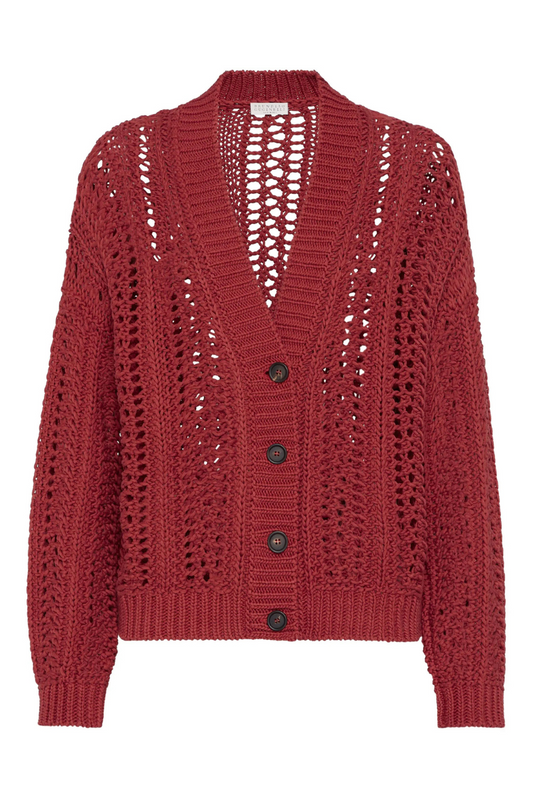 Cropped Rib Net Cardigan-Brunello Cucinelli-Boyds Philadelphia