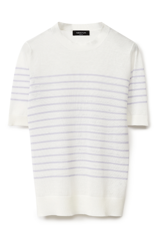 Striped Short Sleeve Sweater-Fabiana Filippi-Boyds Philadelphia