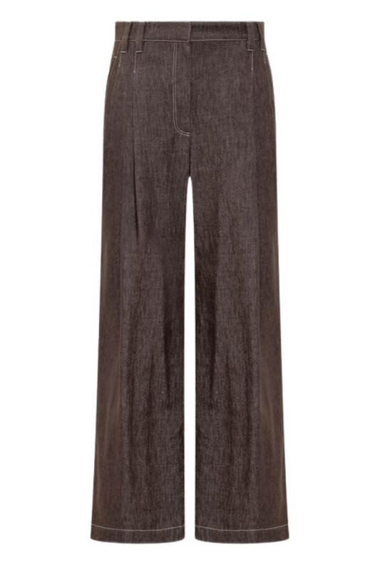 Denim-Effect Wide Smart Trousers-Brunello Cucinelli-Boyds Philadelphia