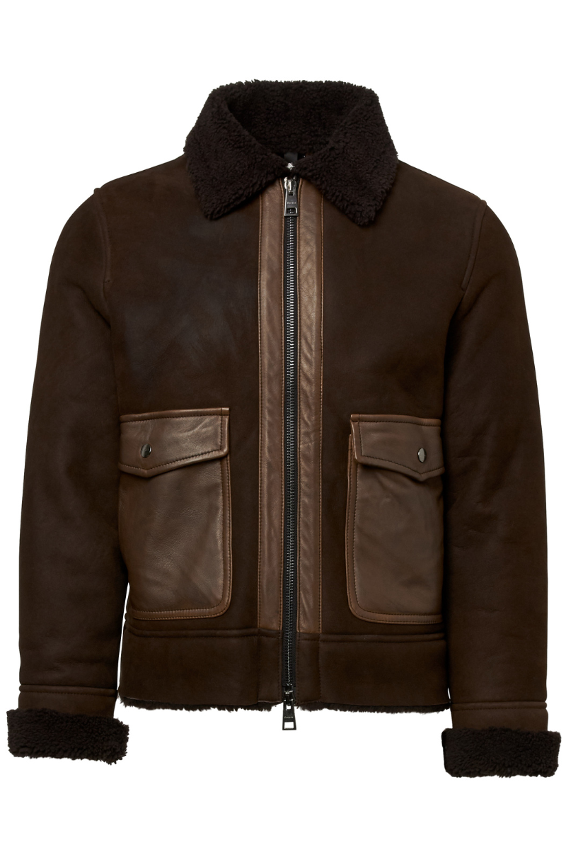 Waxed Shearling Bomber Jacket-Dacute-Boyds Philadelphia