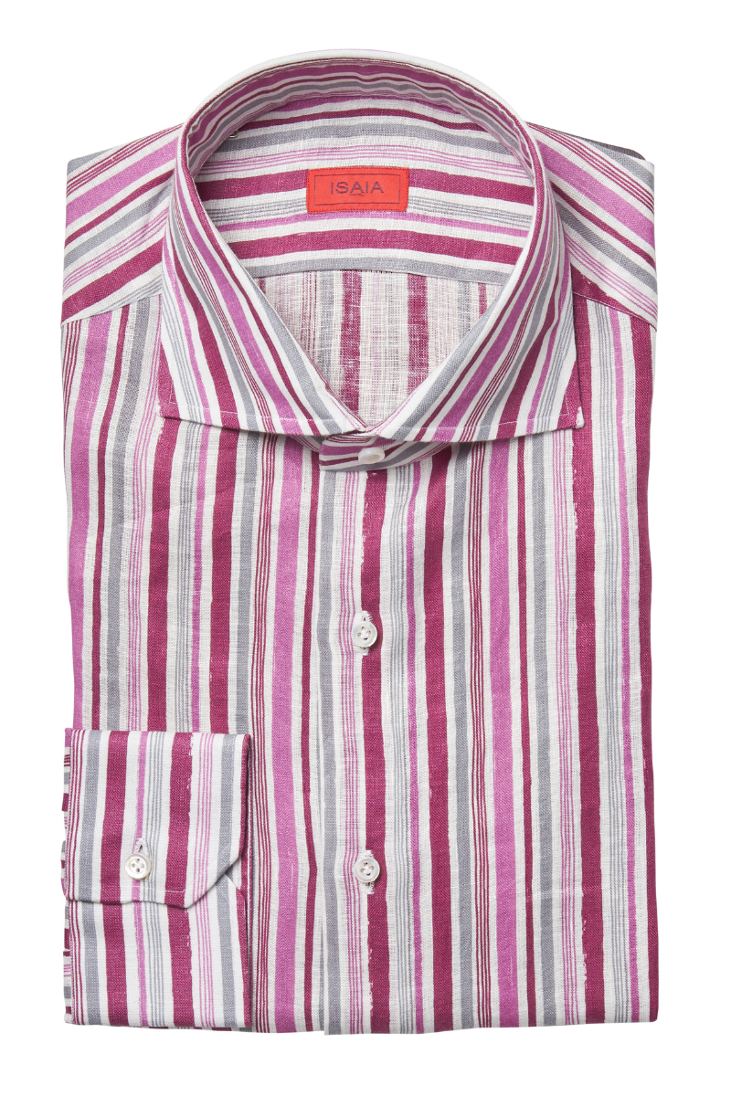 Striped Linen Sport Shirt-ISAIA-Boyds Philadelphia