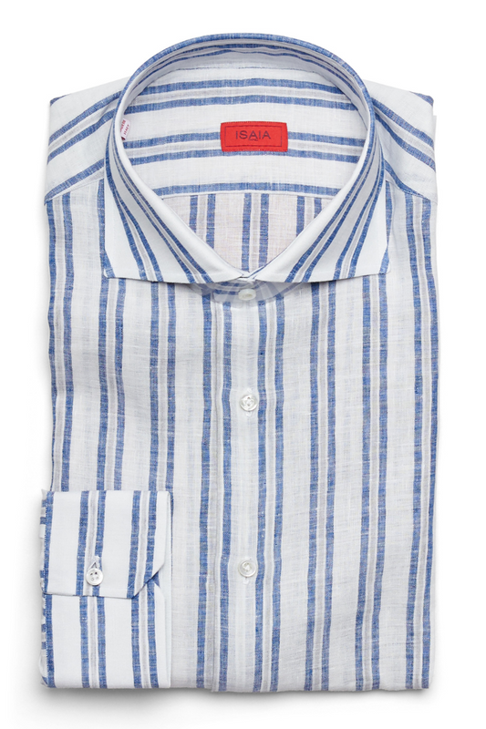 Blue Stripe Sport Shirt-ISAIA-Boyds Philadelphia