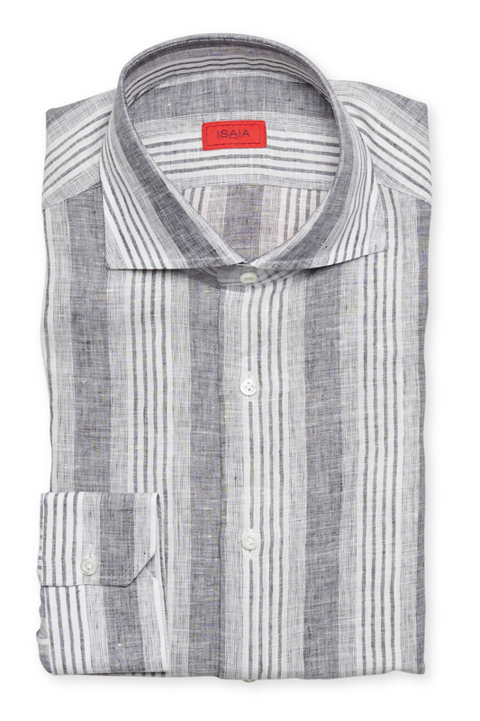 Grey Stripe Sport Shirt-ISAIA-Boyds Philadelphia