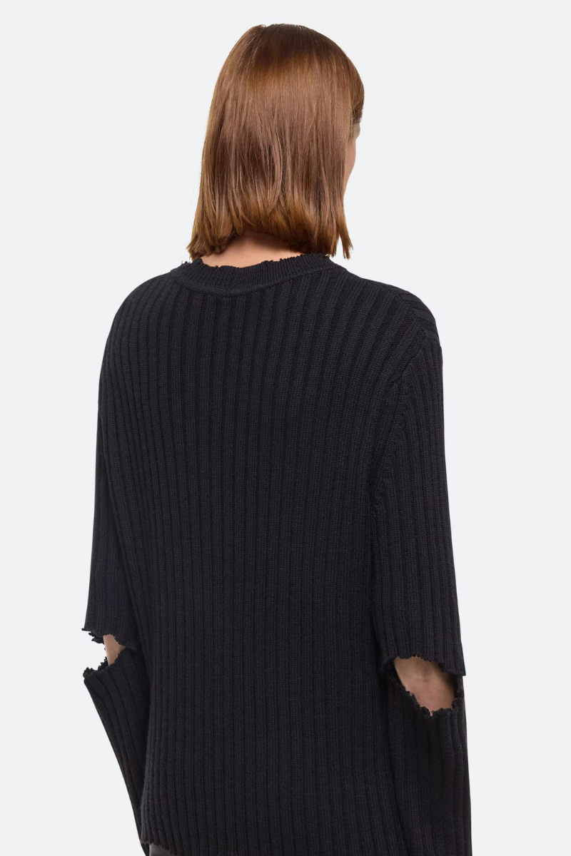 Distressed Ribbed Sweater-Helmut Lang-Boyds Philadelphia