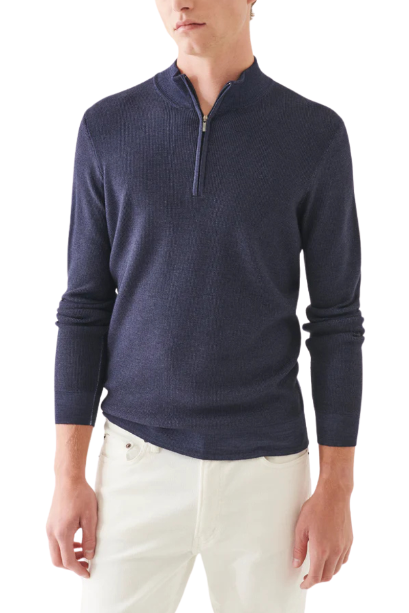 Merino Textured Quarter Zip-Patrick Assaraf-Boyds Philadelphia