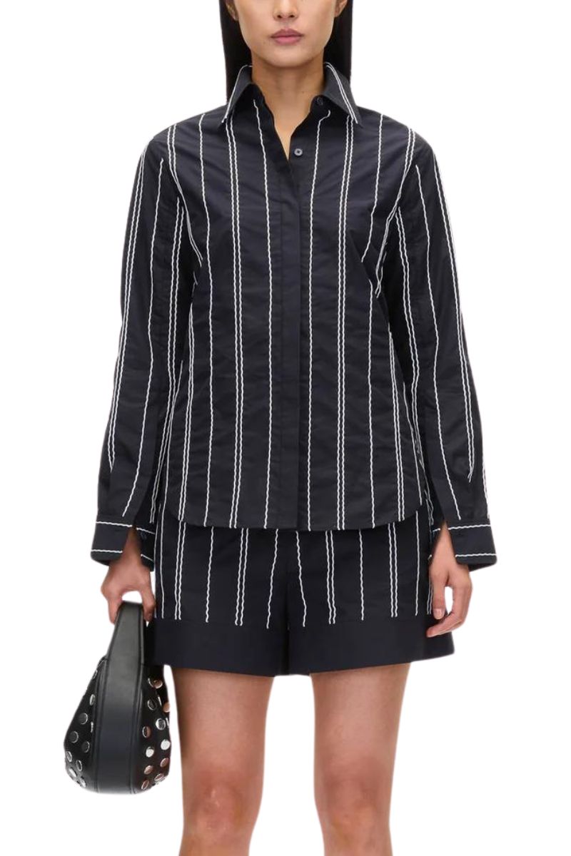 Poplin Shirt with Wave Embroidery-3.1 Phillip Lim-Boyds Philadelphia