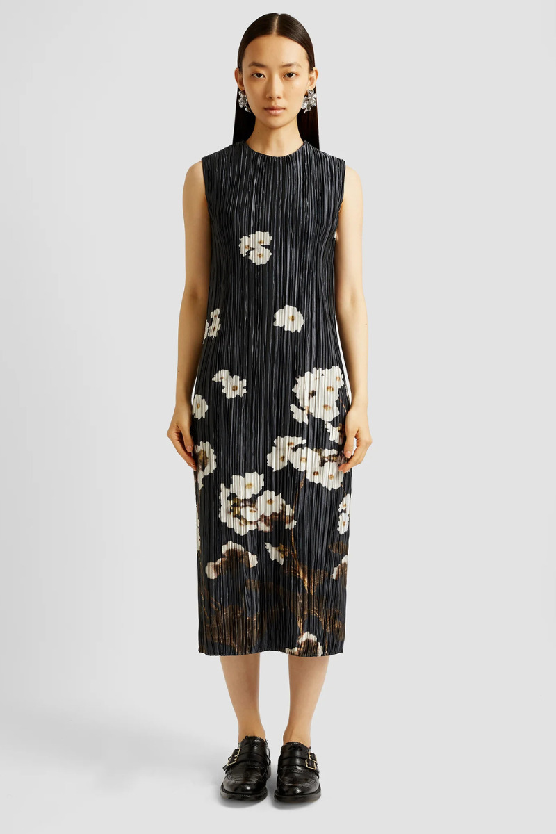 Pleated Sleeveless Dress-ERDEM-Boyds Philadelphia