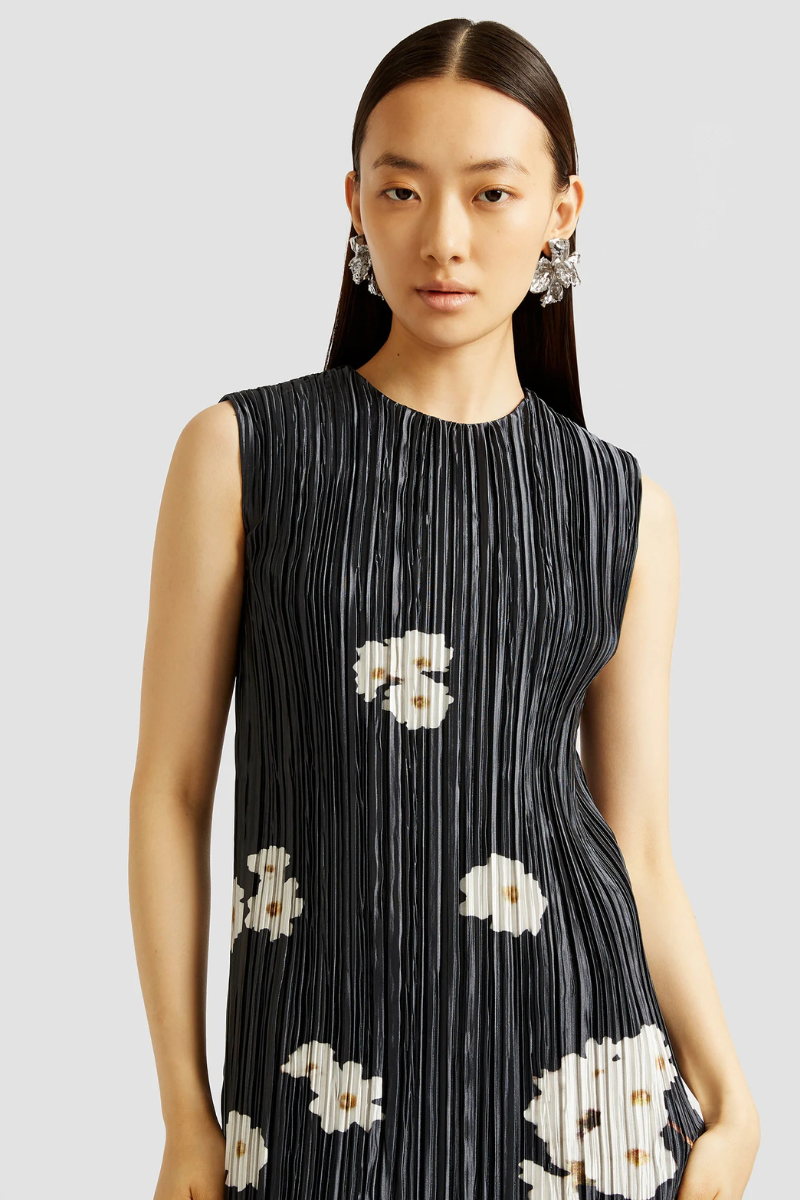 Pleated Sleeveless Dress-ERDEM-Boyds Philadelphia