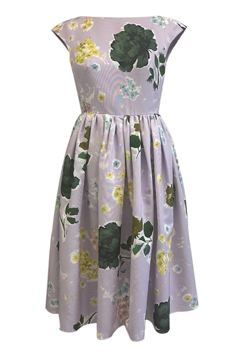 Boat Neck Full Skirt Midi Dress-ERDEM-Boyds Philadelphia