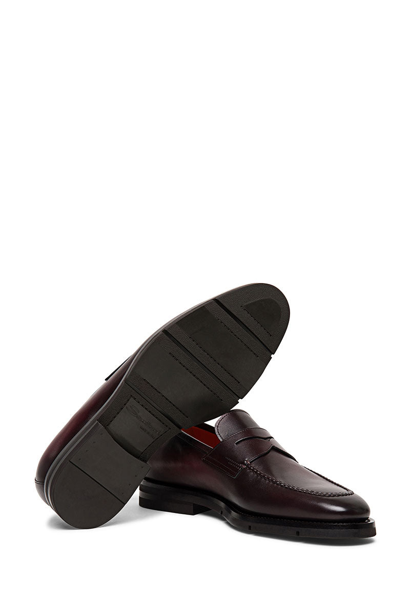 Santoni polished leather penny loafers - Black