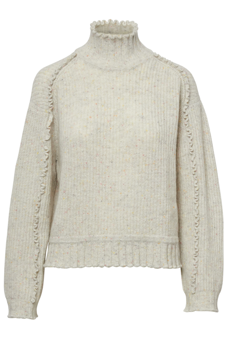 Shaker Mock Neck Ruffled Sweater-Autumn Cashmere-Boyds Philadelphia