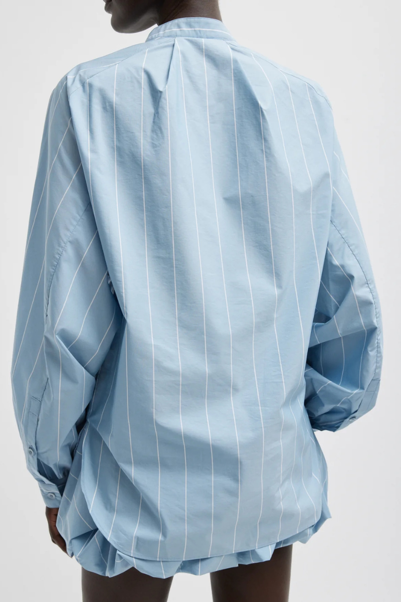 Striped Tech Poplin Raglan Tucked Shirt-Tibi-Boyds Philadelphia