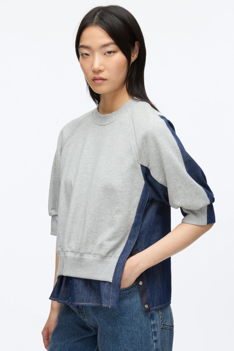 French Terry Denim Combo Top-3.1 Phillip Lim-Boyds Philadelphia