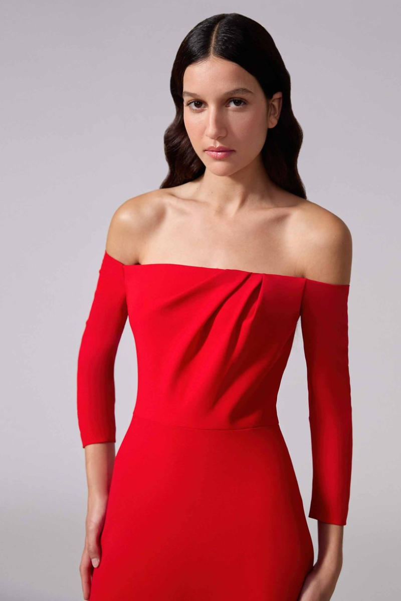 Off-Shoulder Midi Dress-Carolina Herrera-Boyds Philadelphia