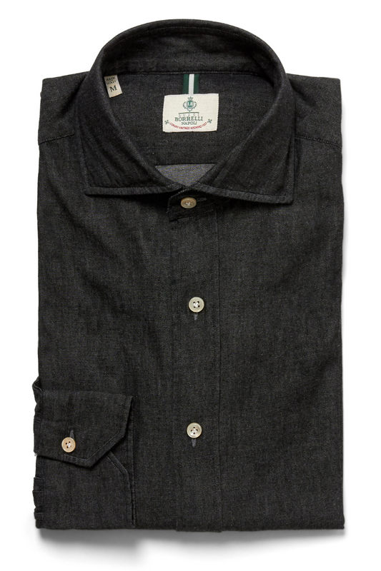 Black Denim Shirt-Luigi Borrelli-Boyds Philadelphia