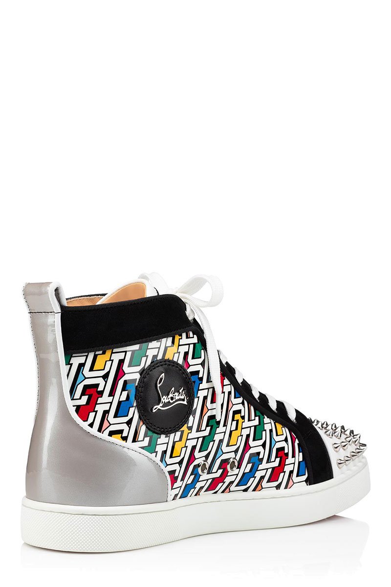 Christian Louboutin Silver Leather Louis Spikes High-Top Sneakers